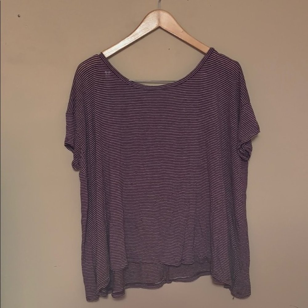 Ae Maroon Striped Tee